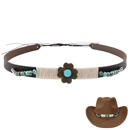 Image of Cowboy Hat Bands for Men Women, Leather Hatbands Belt for Cowboy /Western /Fedora /Cowgirl Hats
