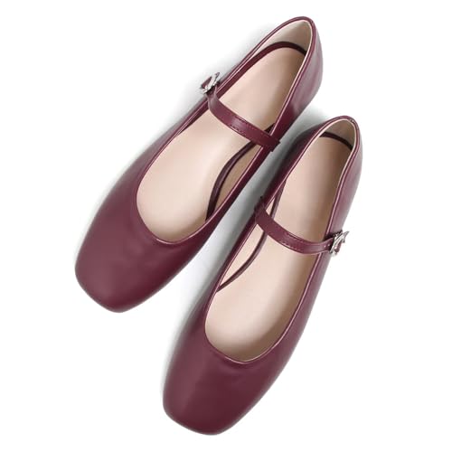 Image of LUXINYU Women's Slip on Flats,Classy Round Toe Solid Classic Mary Jane Ballet Dance Shoes Soft Comfortable PU Flat Shoes