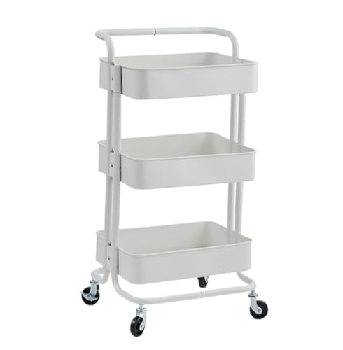 FENGJISUN Carrito De Cocina Móvil Multifuncional Carro De Almacenamiento con Ruedas 3 Niveles For Oficina, Hogar Y Cocina(White)