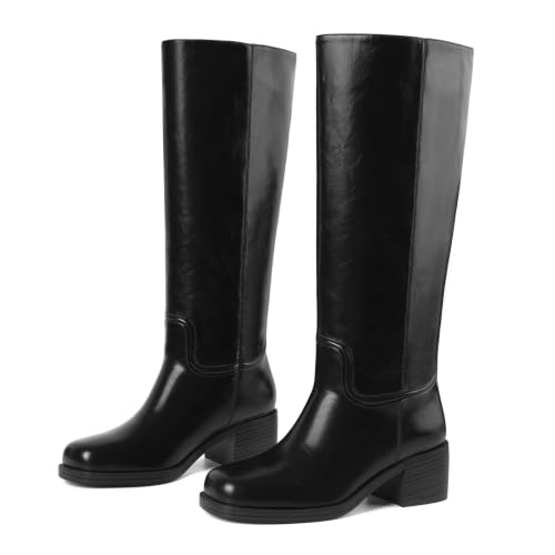 Image of Knee High Boots for Women Chunky Block Heel Tall Boots