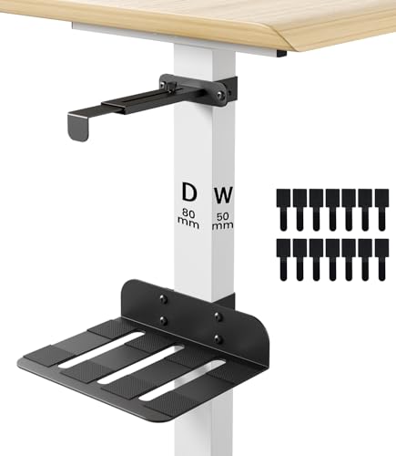 PC Halterung Unter Schreibtisch Ohne Bohren CPU Halterung für Höhenverstellbarer Schreibtisch Computer Halter für Vierkant Tischbein 80×50mm Stabil PC Mount für Gaming Büro