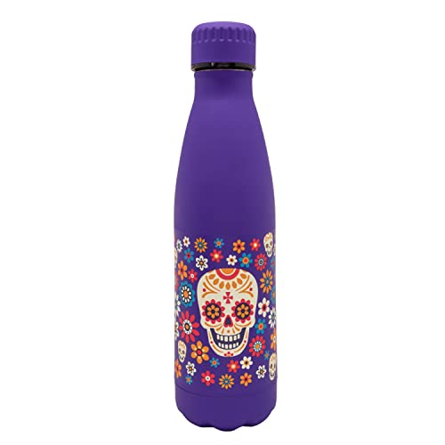 NERTHUS FIH 906 Botella Doble Pared 500 ml Acero Inoxidable Calavera, Termo Doble Pared para fríos y Calientes