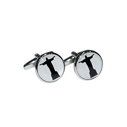 Mancuernillas para hombre con silueta Cristo Redentor miniatura 1