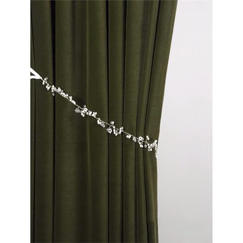 Rideaux chevrons vert olive transparents au tissage élégant