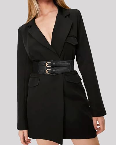 Kajeer Elastic Wide Waist Belt Women,Vintage Cinch Belts,Double Buckle Stretchy Corset Women Wide Belt for Dresses4