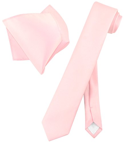 Vesuvio Napoli Corbata Skinny Rosa 2.5" Con Pañuelo miniatura 1