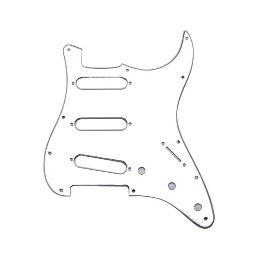 Musiclily SSS 11穴 USA/メキシコストラトキャスター用ピックガード、1プライシルバーミラー