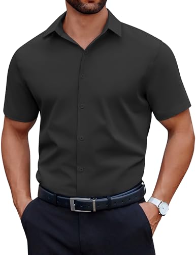 COOFANDY Men's Short Sleeve Dress Shirts Casual Button Down Wrinkle Free Regular Fit Business Untucked Shirts2