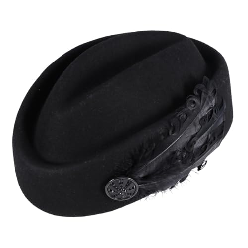 Casquette vintage noire de créateur en laine douce haut de gamme