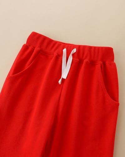 Irsutey Toddler Boys/Girls' Cotton Reindeer Embroidered Print Sports Pant with Drawstring Elastic Jogger Pant Kids Sweatpants3