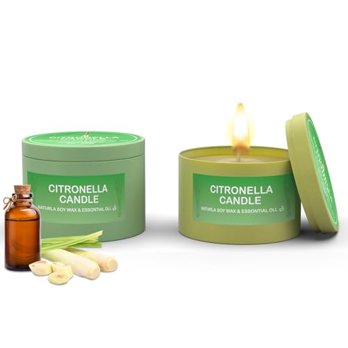 Image of Citronella Candles Outdoor, 2-Pack Natural Citronella Scented Candles for Outside Patio, Garden&Camping, Summer Gifts for Indoor Home Fresh and Cool Aromatherapy Candles