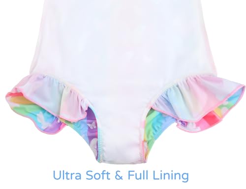 Image of Snowheart Girls Bathing Suit Toddler Swimsuit Girl Hawaiian Floral Ruffle One-Piece Breathable Swimwear 4-10T