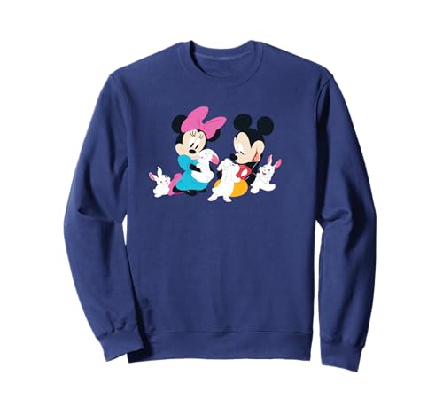 Sweatshirt Disney chaud motif de Pâques Mickey et Minnie brodé et imprimé