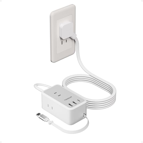 TESSAN 延長コード 0.5m 50cm 薄型 USB-C 巻き取り式ケーブル付き PD対応 電源タップ usb たこあしコンセント テーブルタップ 1500W 3個AC 2個タイプC 2個タイプA 電源コード type-c OA タコ足配線 マルチ 壁掛け 卓上 隙間 おしゃれ