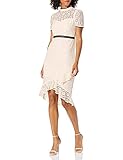 ML Monique Lhuillier Women's Short Sleeve Ivory Lace Dress, 10