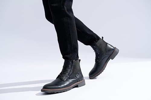 Image of Vostey Mens Boots Motorcycle Casual Boots for Men Zipper Fashion Chukka Boots Mens