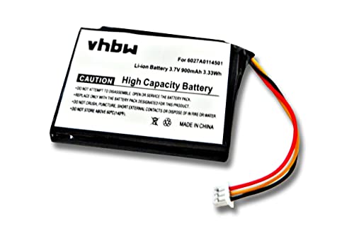 vhbw Batterie Compatible avec Tomtom Via 135, 135M, 1405, 1405M, 1405T, 1435T, 1435TM système de Navigation GPS (900mAh, 3,7V, Li-ION)