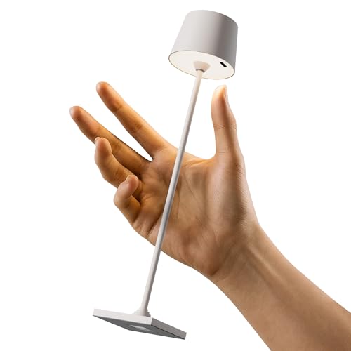 Timjorman Compact Cordless Table Lamp, Rechargeable LED Night Light, Dual Light Source (RGB Top & Warm Bottom), Touch Control & Timer, Metal Lamp for Bedroom & Kids Room (Greige 1PACK)