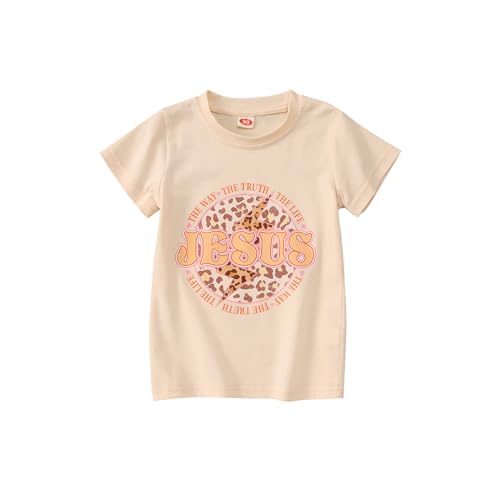 CM C&M WODRO Toddler Kids Girls Christian Shirts Easter Leopard Jesus T-Shirt Short Sleeve Religious Graphic Tee Summer Tops