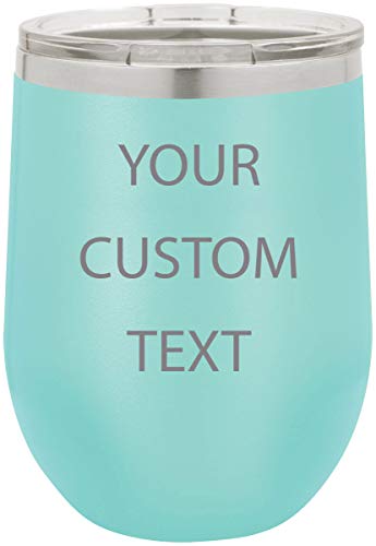 Custom Personalized Stainless Steel Engraved Insulated 12 oz Wine Tumbler (Teal)