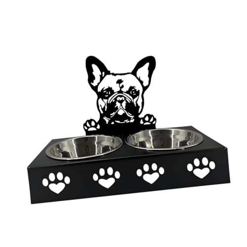 Leefasy ダブルウォーターとフードボウルかわいいペットフィーダーボウルドッグ犬皿高め子犬の餌箱非スリップキャッツ猫のための給餌ボウル, D