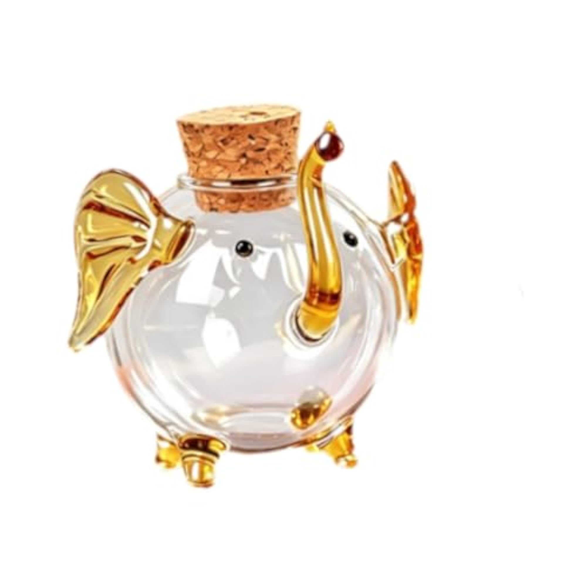 Clear Glass Elephant Piggy Bank for Tabletop Decor