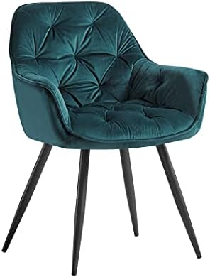 AINPECCA Dining chairs with Velvet Thick Padded Upholstered Kitchen Tub Chair Armchair with Backrest Metal Legs Living room Reception Leisure Chairs for Bedroom Lounge Office(Grey,2)