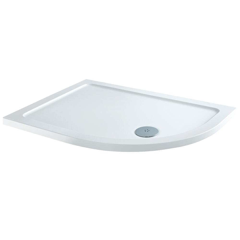 Milano Lithic White Low Profile Right Hand Offset Quadrant Shower Tray - 1000mm x 800mm