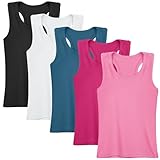Cooraby 5 Pieces Girls Dance Tank Tops Racerback Sleeveless Tops for Ballet Gymnastics Dancewear