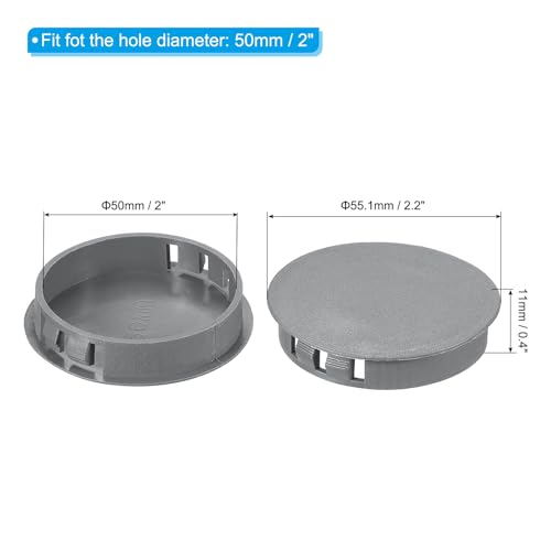 Image of PATIKIL 2 inch /50mm Plastic Hole Plugs, 20Pcs Flush Type Round Hole Plugs Cover Snap in Locking Hole Tube for Table Kitchen Cabinet Furniture, Dark Grey