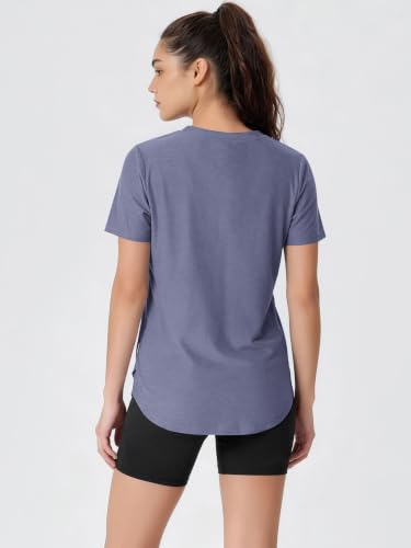 Image of ODODOS Women's Short Sleeve Performance V-Neck Tunic Tops, Ultra Soft odSTRATUM Tech Tee, Side Slit Relaxed T-Shirts