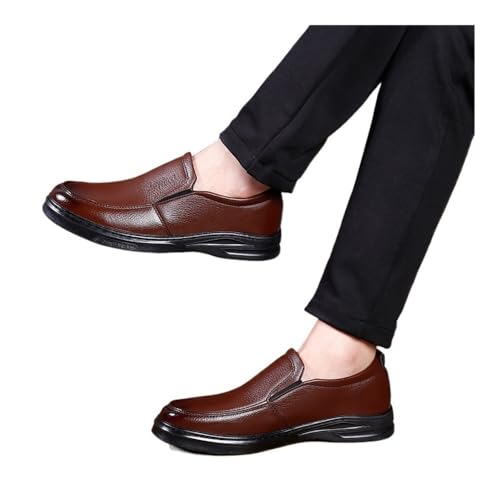 Men's Slip-on dad Casual Leather Shoes Oxfords(Black,9)4