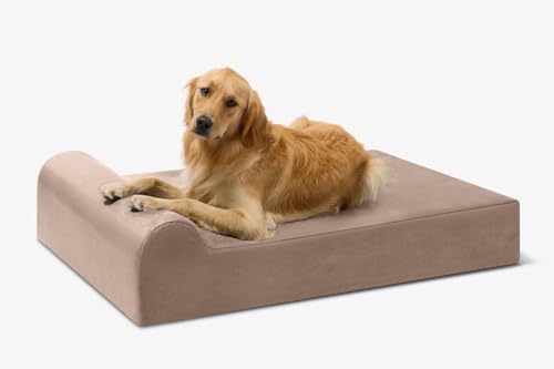 Barker Beds Large Orthopedic Dog Bed - 7' Pillow Top with Headrest - 50-70 lbs - Memory Foam for Joint Pain & Arthritis - Vet Recommended, Washable Cover - Made in USA -...