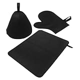 [DOITOOL] サウナアクセサリー3点セット サウナ用断熱フェルトマット 保温キャップ 吸水速乾ミトン メンズ レディース対応