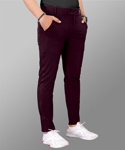 Image of Mehrang Men's Stretchable Stretchable Formal Pant Trousers | Stylish Slim Fit Men's Wear Trousers for Office or Party | Polycotton Knitted Fabric