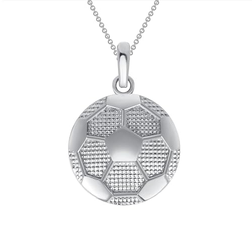 Sterling Silver Large Flat Soccer Ball Pendant Necklace, Sports Charms For Men And Women, Hip Hop Jewelry And Soccer Gifts For Men On Birthday, Made In USA
