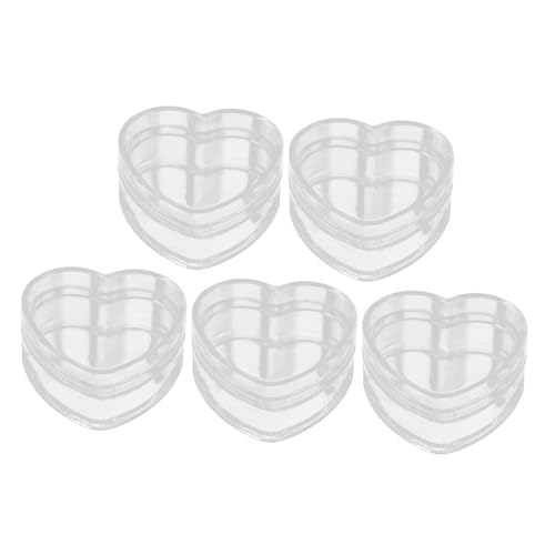 EXQUIMEUBLE 5個 クリアハート型収納ボックス やジュエリー用 バレンンや結婚式向け 透明で耐久性ある素材製 おしゃれなプレゼントケース