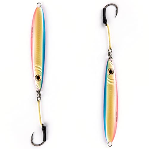 Palomar Fishing Flat Side 75g Ocean Jig Fast Vertical Deep Drop Lure | MUSTAD Hook-Owner Ring | Kevlar Assist Cord | 6-Pack | Next-Gen Graphene Paint | US Owned