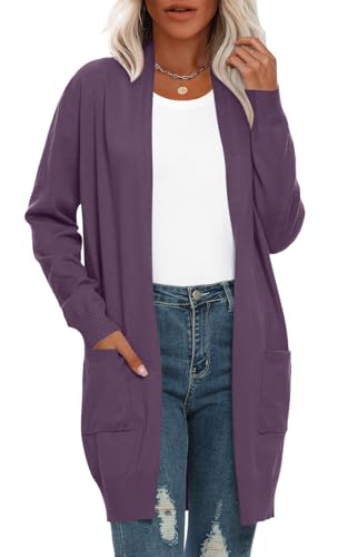 Image of Anymiss Womens Oversized Long Sweater Cardigan with Pockets - Long Sleeve Knit Kimono S-3X