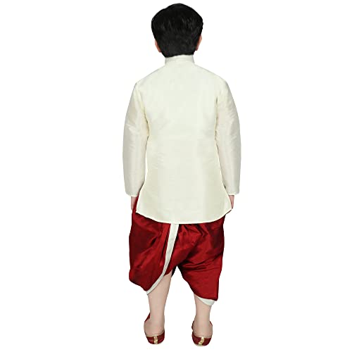 Image of SG YUVRAJ Boy's Raw Silk Kurta Dhoti Set