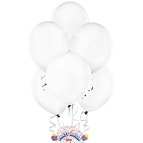 Homeford Premium Latex Balloons Plain Color, 12-inch, 12-Count, White