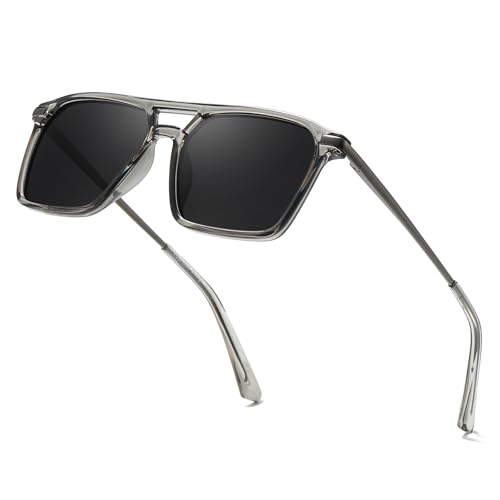Myiaur Polarized Aviator Sunglasses for Men, Trendy Double Bridge Sun Glasses with UV400 Protection Fashion Shades