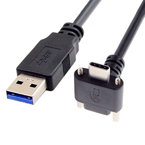 chenyang UC-128 USB 3.1 Type-C Dual Screw Locking Down Up Angled to Standard USB3.0 Data Cable 90 Degree for Camera (500cm)