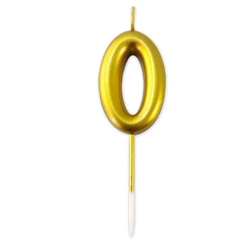 Image of AR Giftzadda 0 Number Cake Topper Golden Chrome Candle for 10th 20th 30th 40th 50thBirthday / Anniversary Party Celebrations Pack of 1 (0 Number Gold Chrome Candle)