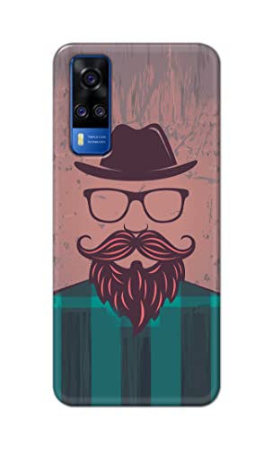 Image of PRINTFIDAA Man Icon with Beard Shirt Hipster Printed Designer Hard Case for Vivo Y31 Back Cover -(e) RPM1001