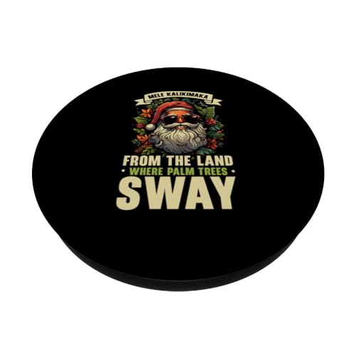 Mele Kalikimaka Santa Claus Tropical Xmas Hawaii Christmas PopSockets Swappable PopGrip, Black - Image 2