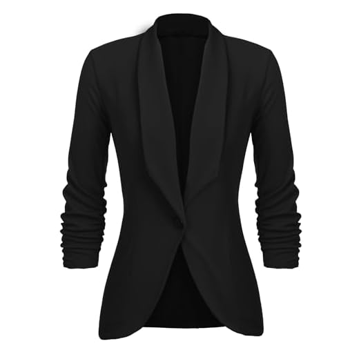 UNibelle Dam blazer damjacka kofta cardigan 3/4 lång lätt och tunn bolero elegant jacka, enfärgad smal passform revers business trenchcoat kort kappa med storlek. S – 2XL