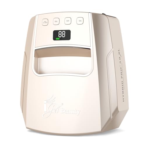 iGel Beauty Hybrid PRO 3.0 XL UV/LED Nail Lamp – Wireless Rechargeable 48W Nail Dryer, Extra Wide Full-Hand Curing, 9000mAh Battery, Smart Timer & Builder Gel Mode, Cordless Professional Lamp