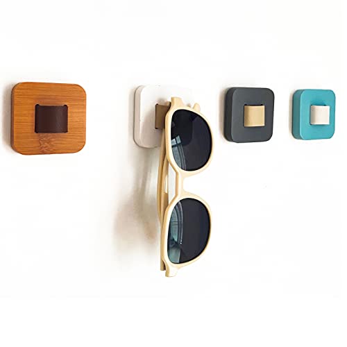 FINDAMAZE Brillenaufbewahrung 2 Stück, kurzer Sonnenbrillen Organizer Wandmontage, Brillenständer/Brillenhalter zum Aufhängen der Brille, Brillen-Display, Holz