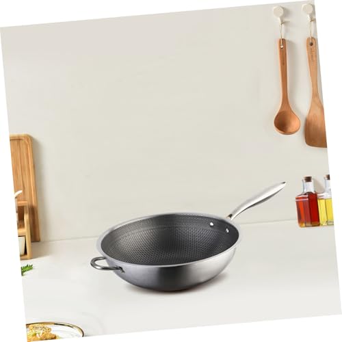 Wok de acero inoxidable con doble mango, antiadherente miniatura 6